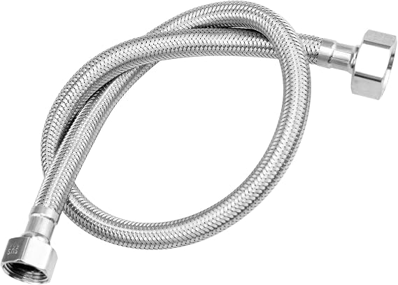 Flexible Pipe Connectors 1/2" x 3/4" BSP Fitting 60cm Long Stainless Steel Braided Hose Pipes Tail Plumber Flexible Hose DIY Repalcement for Bathroom Kitchen Boiler（Only 1 Pipe
