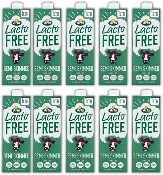 Lactose free UHT milk - Long Life Semi skimmed Lactofree - Easy To Digest Milk (10x1Litre)
