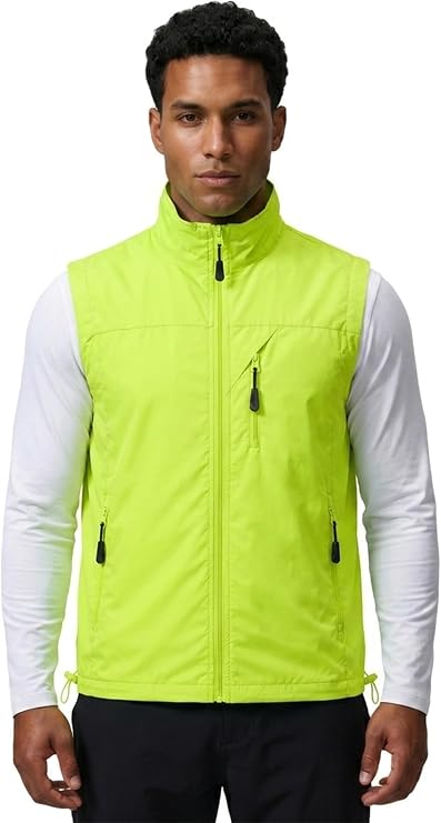 Men's Lightweight Vest Zip Up Sleeveless Jacket Windproof Softshell Outdoor Work Vest with Pockets