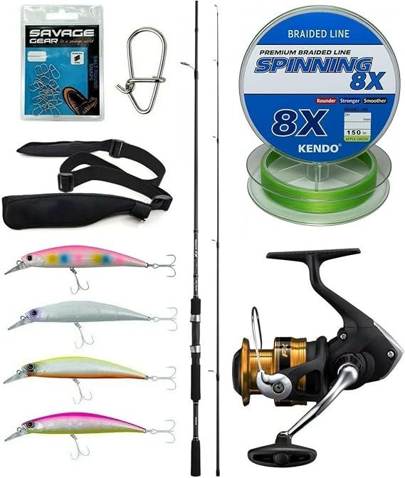 Spin Olta Seti Shimano Kamış FX XT Spinning Moderate Fast 2,70m 14-40g 2pc&Shimano Makina FX 4000 FC