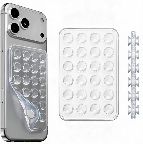 クリア Octo Budyy 両面シリコン吸盤フォンケースマウント、取り外し可能な粘着電話グリップ ハンズフリーセルフ&ビデオ iPhone&Android自撮り&ビデオ用 コンテンツクリエイターへのギフトに