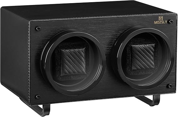 MOZSLY Double Watch Winder for Automatic Watches Quiet Motor PU Leather
