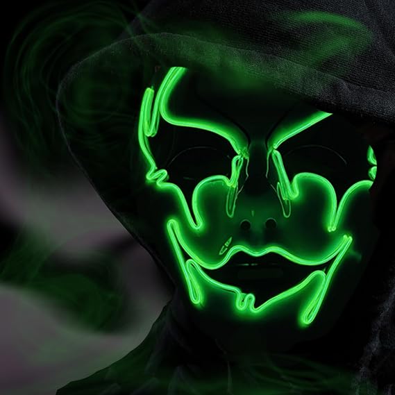 ハロウィンパージマスク Ledライトアップ 怖い光るマスク Ledマスク フェスティバルパーティーギフト カップルマスク 子供/大人向け