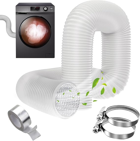 YSOOUA 150 mm Flexible Air Outlet Pipe 3 m Aluminium PVC Flexible Air Pipe Ventilation Hose with Clamps for Air Extractor, Air Conditioning, Dryer (150 mm x 3 Metre)