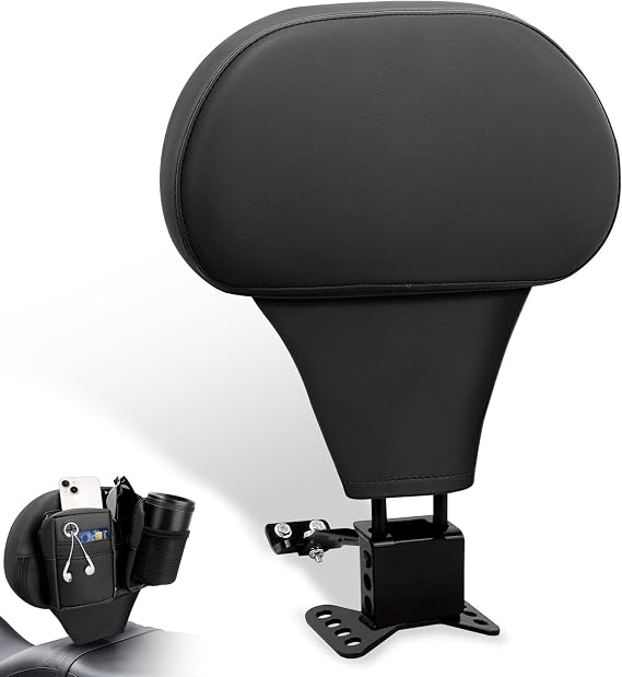 Driver Adjustable Backrest,Rider Plug-in Back Pad w/Side Pockets For Harley Touring CVO Electra Glide Road Glide Road King Street Glide 2009-2026,Black#23