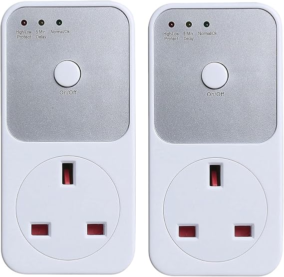 Automatic Voltage Protector Socket Switcher AC 220V Power Surge Safe Protector UK Plug Socket Refrigerator Protect (2PCS)