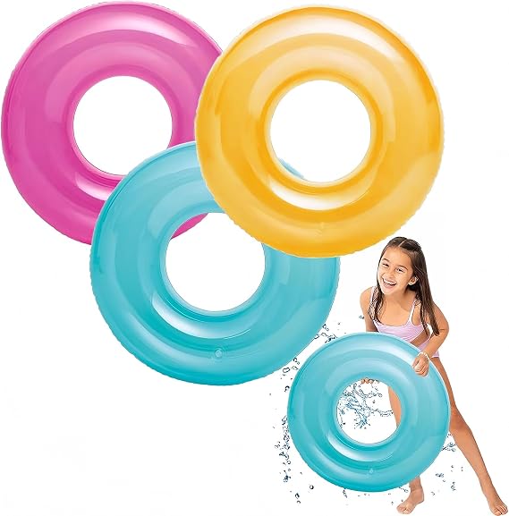 Inflatable Pool Floats Swimming Rings Tubes for Kids Adults,3pcs Kids Rubber Ring for Swimming,Inflatable Wheel Pool Tube Raft Swim Ring Floaties for Kids Swimming Pool Summer Beach Water Party