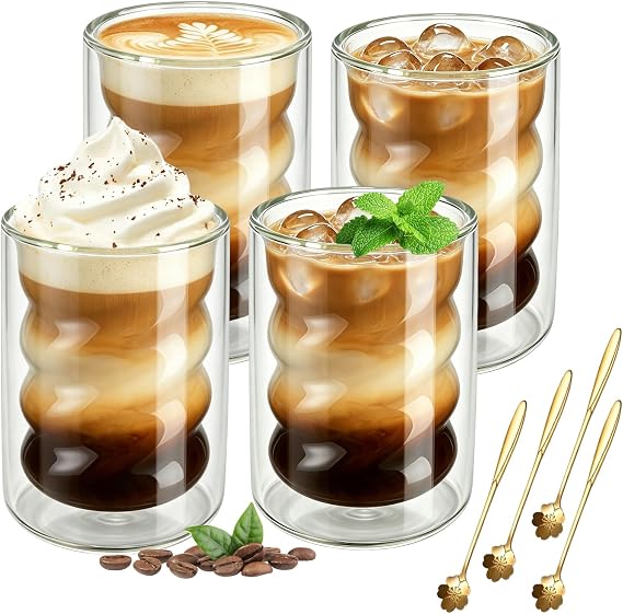 400 ml Set of 4 Latte Macchiato Glasses Double-Walled with 4