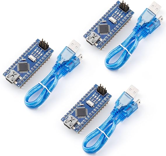 ELEGOO 3pcs Nano Board Pre-soldered with USB Cable, Motherboards Compatible with Arduino