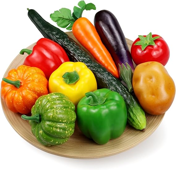 Lorigun 10 Pieces/Set Artificial Vegetables Simulation Vegetables Decoration Kitchen Home Decor Realistic Fake Vegetables Decor Set Photo Props
