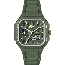 Lacoste Three Hand Quartz Movement Watch LC33 Square Collection with Silicone Bracelet - Available in Blue, Green and White Version