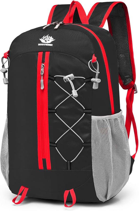 flintronic Lightweight Hiking Backpack, 30L Foldable Waterproof Rucksack, Back Pack Rucksack for Men Women Kids, Walking Backpack for Outdoor Sports, Hiking, Travelling, Camping, Black