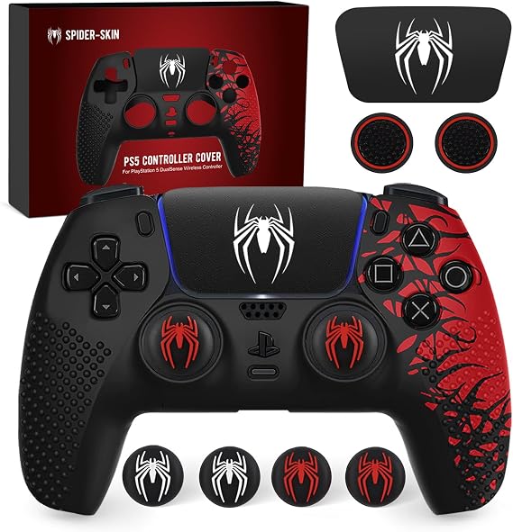 Darno Yükseltme Ps5 Denetleyici Kaplaması, Ps5 Denetleyici Aksesuarları, Dokunmatik Yüzey Çıkartmalı 6 Adet Başparmak Kavrama Boşluğu, PlayStation 5 DualSense Kontrolü için Yumuşak Silikon Kavrama