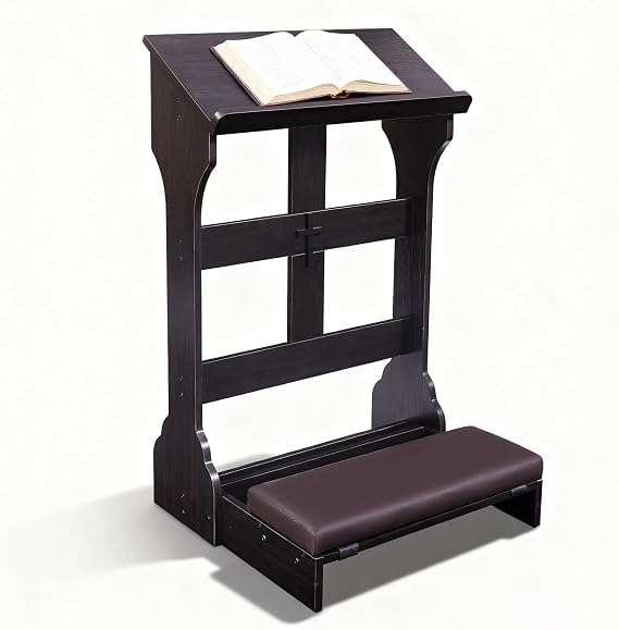 Wooden Folding Prayer Chair with Cushion Prayer Bench for Home Ideal Religious Gift for Worship and Meditation at Church - Compact and Comfortable