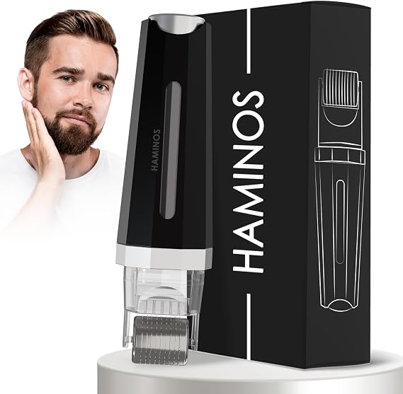 Derma roller 0.5 mm 3.0 with Reservoir for Hair, Beard, Skin, Wrinkles, Stretch Marks, Hyperpigmentation INSTANT SERUM APPLICATION, 520 Titanium Needles