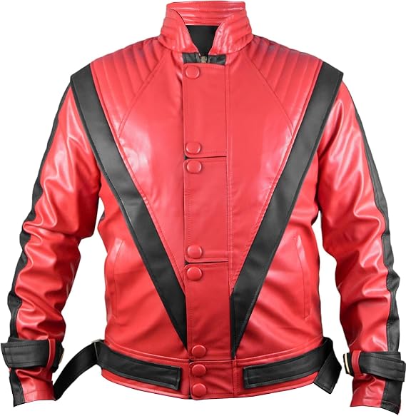 Michael Thriller Jacket – Red and Black Faux Leather Jacket | MJ Coat for Mens | Halloween Costume Party Outfit