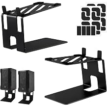Desktop Speaker Stands, Thickened Desk Audio Stands, Support up to 20kg Each, Carbon Steel Speaker Stand, Heavy Duty Metal Speaker Riser with Anti-Vibration Pads, 5°Tilt for Optimal Sound（A）