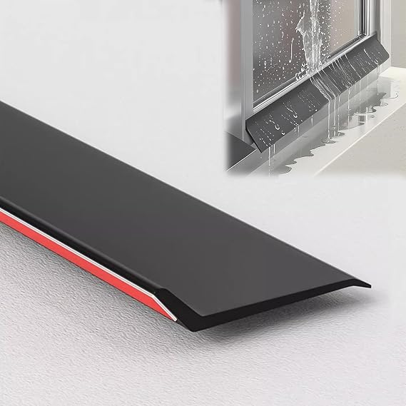 Generisch Pencere yağmur durdurucu, kendinden yapışkanlı kauçuk conta, 3 m su geçirmez pencere kenarı contası, balkon ve pencere için yağmur koruma bariyeri, birikintileri ve su hasarlarını önler