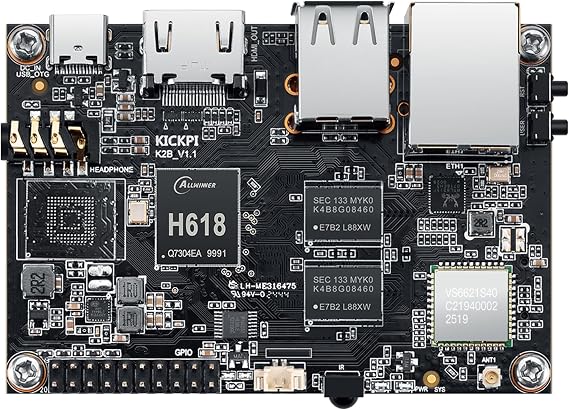 K2B 2GB DDR 16GB eMMC Allwinner H618 Single Board Computer, Surpport Mali-G31 MP2, Gigabit Ethernet, HDMI, Dual-Band WiFi & Bluetooth, Android 12/Ubuntu 22.04