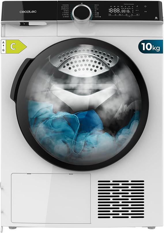 Cecotec Clothes Dryer Heat Pump 10 kg Bolero Dresscode Dry 10505 Inverter, Equivalent Class A+++, 14 Programs, Functions as UV Care, Easy Ironing, Woolmark Certification, White [Energy Class C]