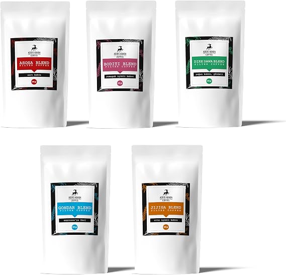 Addis Ababa Coffee - 5x100 gr Orijinal Etiyopya Kahveleri (Filtre Kahve)