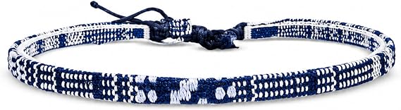 Made by Nami Boho Surfer Bracelet for Men and Women - Handmade Beach Festival Accessories - Ethnic Hippie Style - 100% Waterproof & Adjustable - Friendship Bracelets Girls (Blue-White-H)