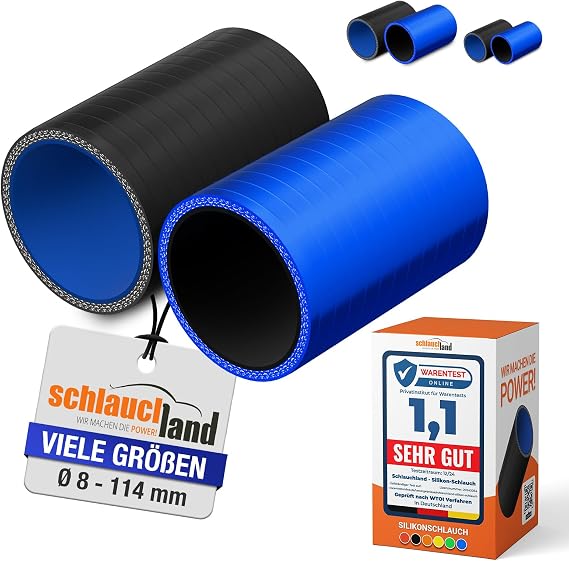Pack of 5 10 cm Silicone Hose ID Diameter 48 mm Black 200 °C Many Sizes and Colours Intercooler Turbo Hose Pressure Hose Silicone Hose Rubber Fabric Hose Motor Car Premium