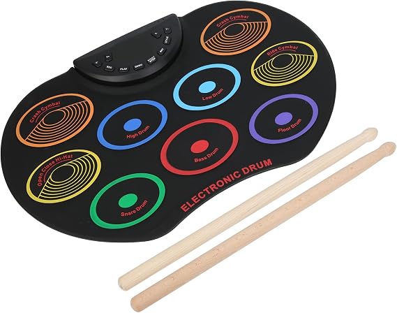Electronic Drum Pad, Portable Colorful Hand Rolled Design, Percussion Pad Compact for Adult Beginners, Home Practice, Music Lessons, Travel Use