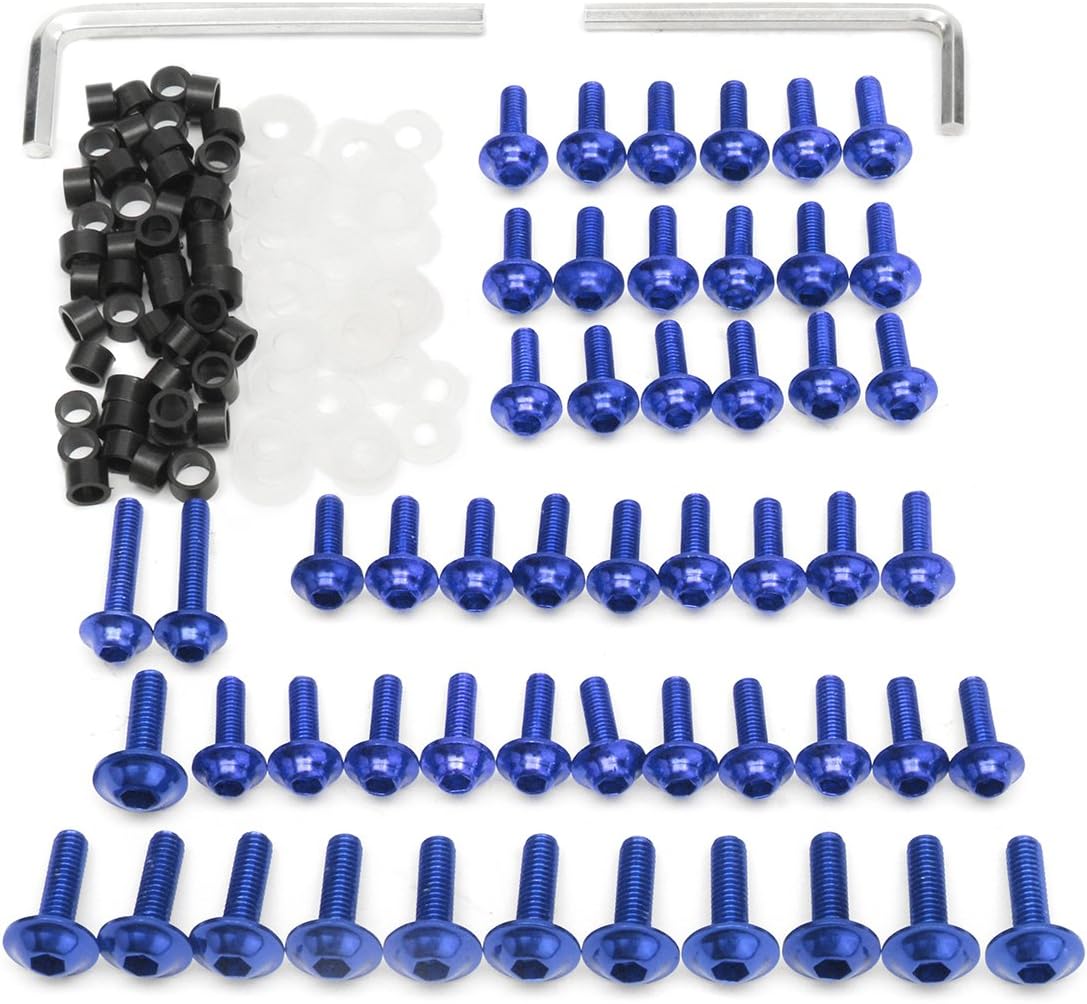 JenNiFer Motorcycle Fairing Bolts Kit Fastener Clips Screw For Yamaha YZF R6 1999 2000 2001 2002 - Blue