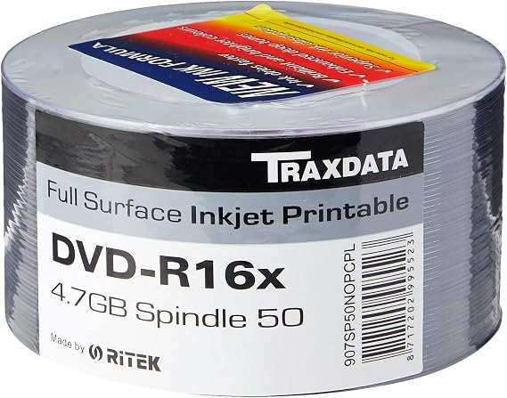 Traxdata Ritek Full Face White Printable DVD-R 16x
