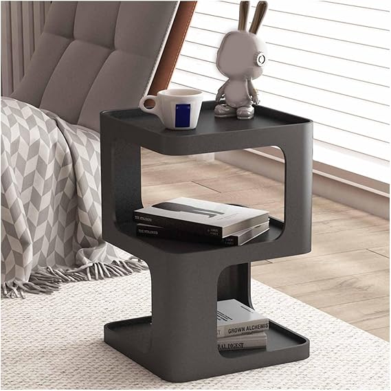 Modern coffee table for living room small fluted End table Upgraded Tea Table Unique side tables Modern Creative shape Design for Balcony Bedroom(Black,13.8x13.8x21.3in)