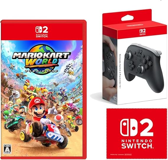 マリオカート ワールド -Switch2 +任天堂純正品Nintendo Switch 2 Proコントローラー 特典 Nintendo Switch 2 ロゴデザイン マイクロファイバークロス 同梱