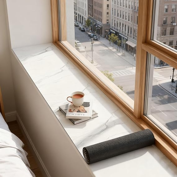 window-sills 10 20 30 40 50 60 70 80 90 Cm Wide Window Sill Protector Mats, Dust-Proof & Oil-resistant & Absorbent Bay Cushion, Cuttable & Easy To Clean(230x10cm/91x4in)