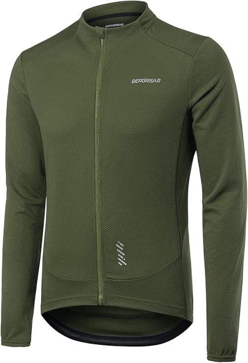 BERGRISAR Cycling Jersey Tops for Men Long Sleeve Spring Fall Road Bike Bicycle Shirt Mountain MTB Jersey