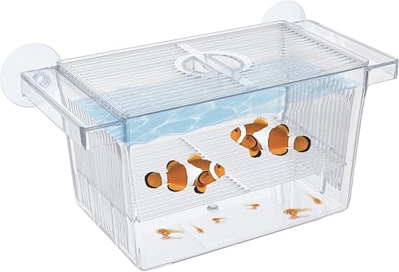 Pawfly Aquarium Fish Breeding Box Small Isolation Box Acrylic Hatchery Incubator Tank with Suction Cups for Baby Small Fish Shrimp and Betta