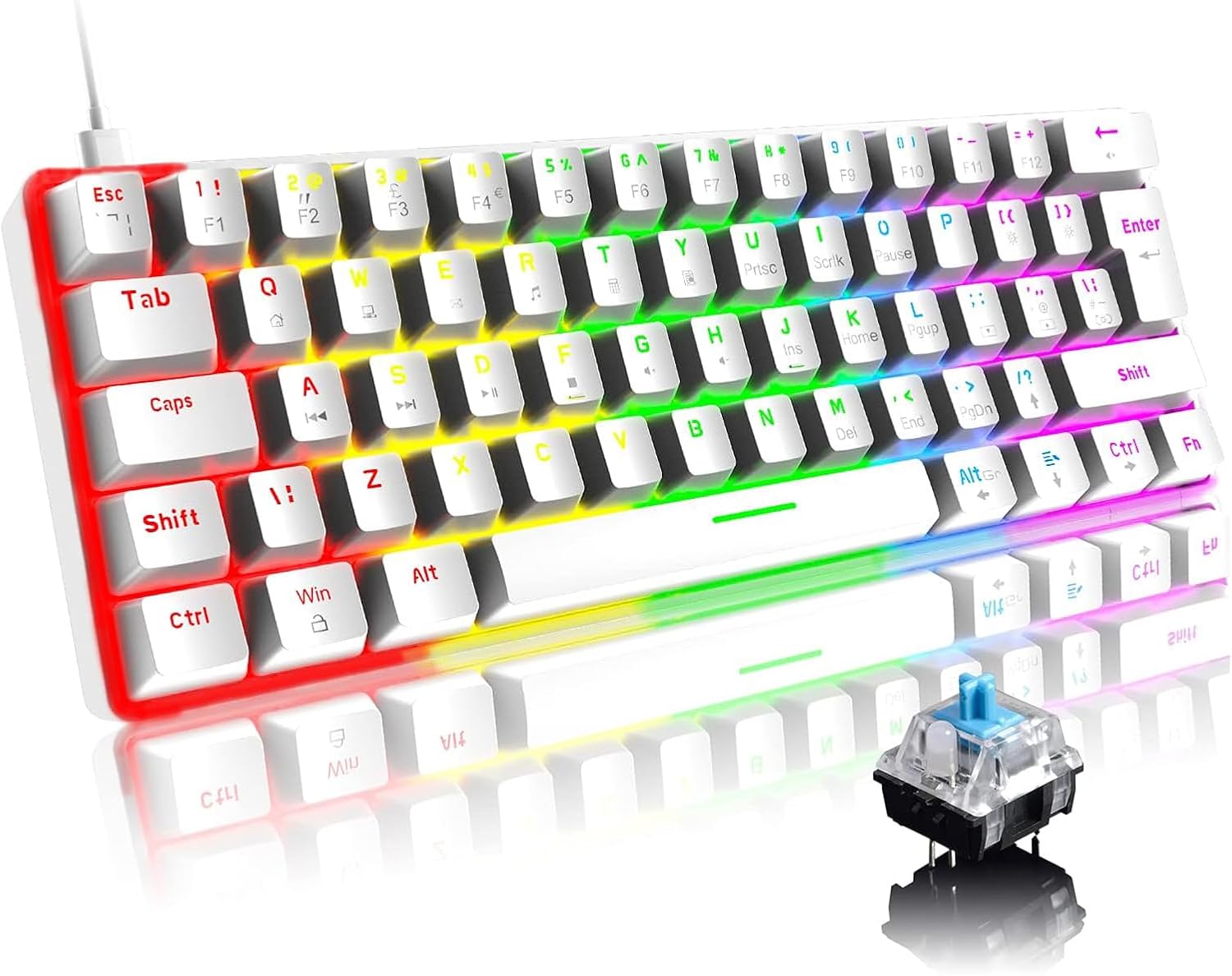ROBEVE Blic Gaming Keyboard RGB Keyboard 20 Modes Adjustable Color Option RGB Waterproof And Dust Resistant Keyboard Gaming Keyboard Gaming Keyboard Mechanical Keyboard Illuminated Keyboard Blue Switch White