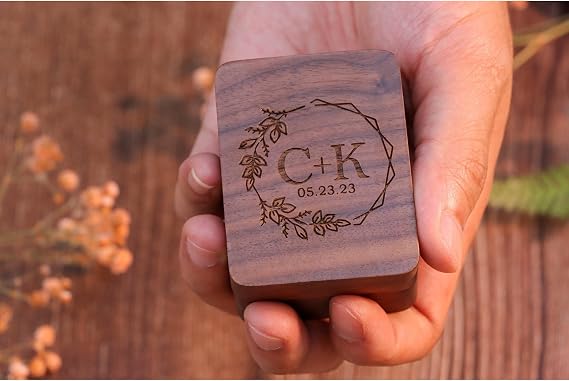 3 Ring Engraved Wood Ring Box, Personalized Triple Slot Ring, Custom Gift, Custom 3 Slots Ring Box, Triple Wooden Ring Box