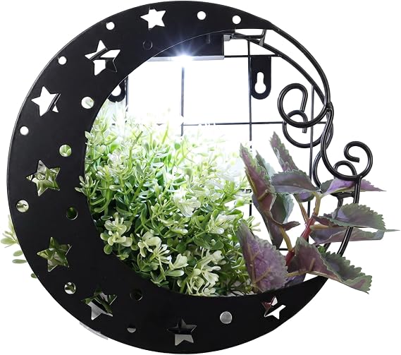 Solar Moon Wall Planters, LED Light Planter Outdoor/Indoor [Energy Class A]