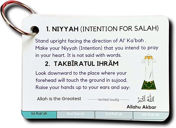 Islamic Salah Cards: A Step-by-Step Guide on how to Pray for Muslims and Reverts, Islamic Gift Ramadan, Quran Tranliterations and Translations