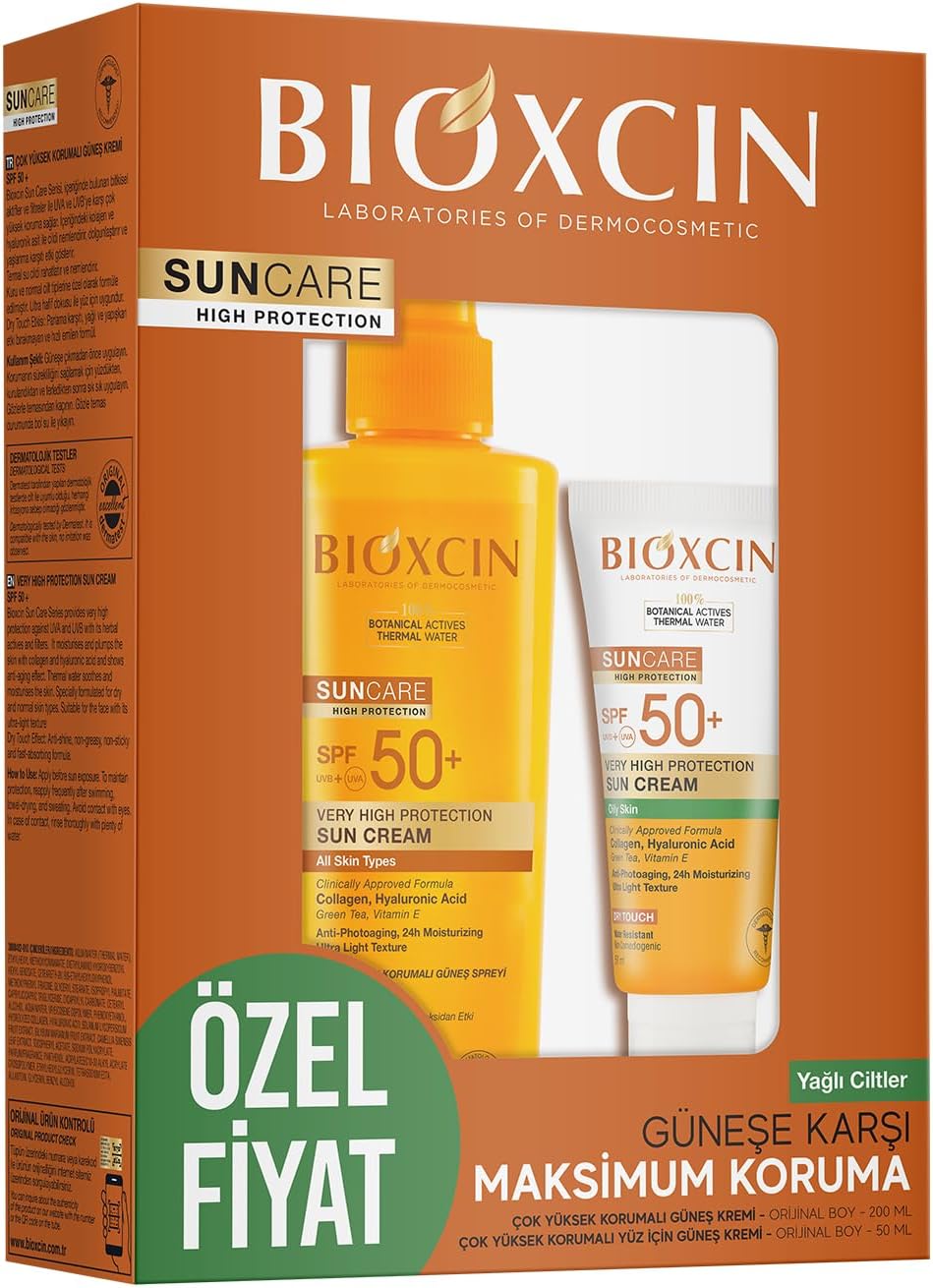 Bioxcin Sun Care Spf 50 Facial Sunscreen 50 ml Mixed Oily Skin and Body Sun Spray 200 Ml