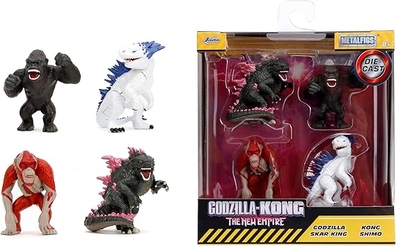 Jada, 253252035, Godzilla 4'lü Figür Seti, Die-Cast (Metal), Pop-Culture Dizayn, Koleksiyon Figürleri, Godzilla, King Kong, Shimo, Skar, 6.5 cm, 2.5"
