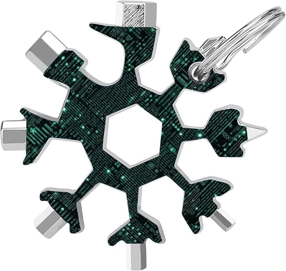 Hacker 19-in-1 Snowflake Multi Tool, Stainless Steel Metal Snowflake Multitool with Keychain, Compact & Portable Tools for Outdoor Camping Survival Daily Use Gift for Men