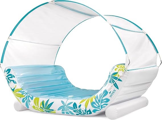 Intex, Inflatable Mat, 224 x 150 x 165 cm, Includes Repair Patch, Grab Rope, Detachable Sun Canopy, 2 Drink Holders, Pool Mats, Inflatable Beach, Water Toy (56294)