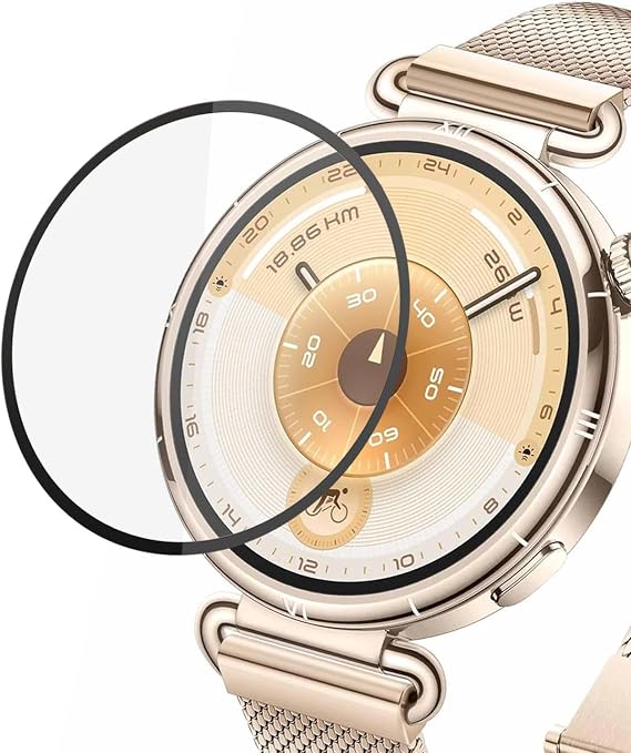 Microsonic Huawei Watch GT 6 41mm Tam Kaplayan Temperli Cam Full Ekran Koruyucu Siyah [Watch GT 6 41mm ile Uyumlu Ekran Koruyucu - Siyah]