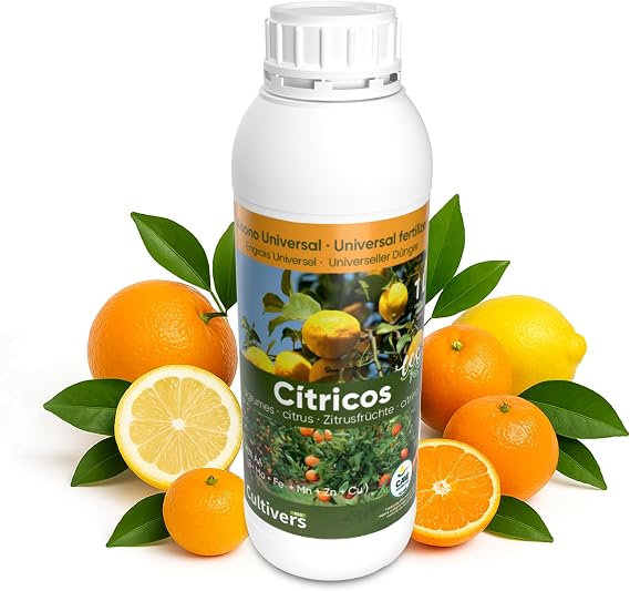CULTIVERS Citrus Fertilizer Organic Liquid 1 L NPK Iron Zinc Copper Manganese Molybdenum Boron + 6% Amino Acids | Fertilizer for Lemon, Orange, Mandarin and Grapefruit