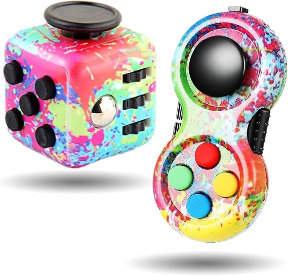2 PCS Fidget Toy Set, Fidget Pad, Fidget Toy Cube Sensory Toy