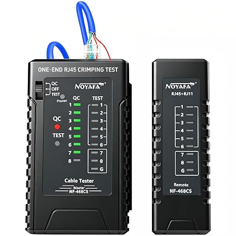NF-468CS Network Cable Tester,RJ45/RJ11/CAT5/CAT6/CAT5E/CAT6A/ CAT7/POE Test UTP/STP Continuity Tester Ethernet Cable Mapper Phone Line CAT3, Ethernet Cable Tester, LAN Cable Test Network Tools