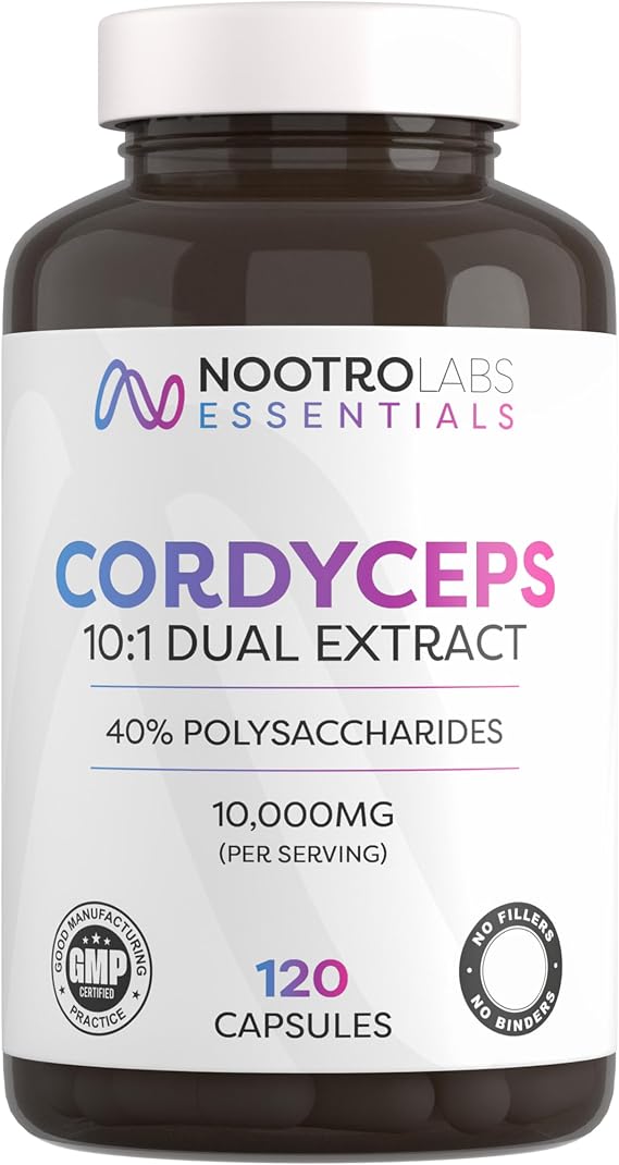 Nootro Essentials Cordyceps Supplements, 10000Mg & 40% Polysaccharides