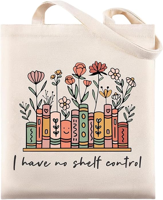 Book Lovers Gifts, Cute Book Tote Bag with Book Print, Reusable Large Capacity Book Lover Bag, Fashion Book Lover Gifts for Women Men