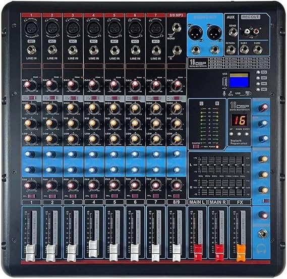 YZACK Professional 8-channel Mixing Console With 600W*2 Power Amplifier Mixer Suitable For Stage Party Recording Studio